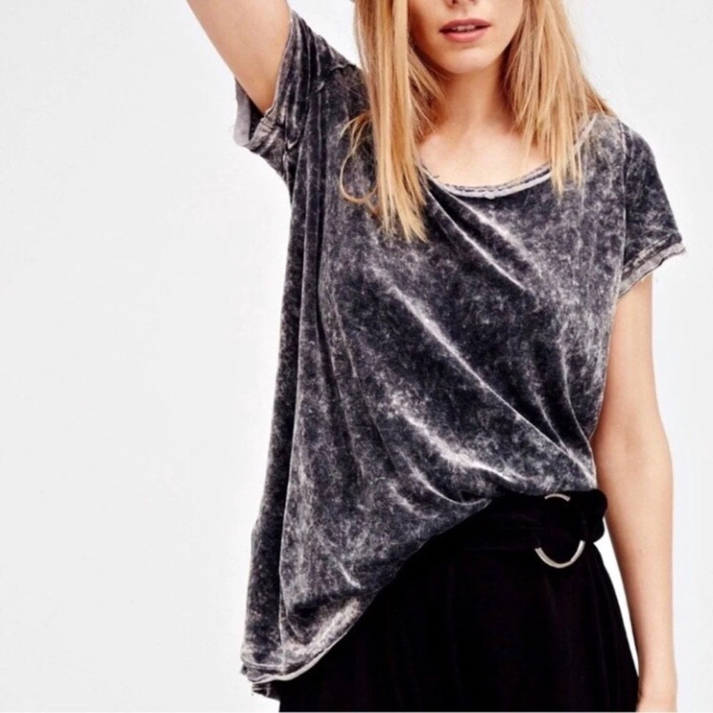 Free People Grey Velvet Doran Tee